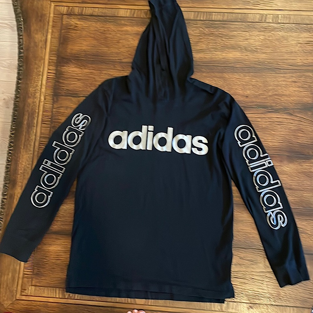 Adidas 100% cotton Long Sleeve Tee Hoodie